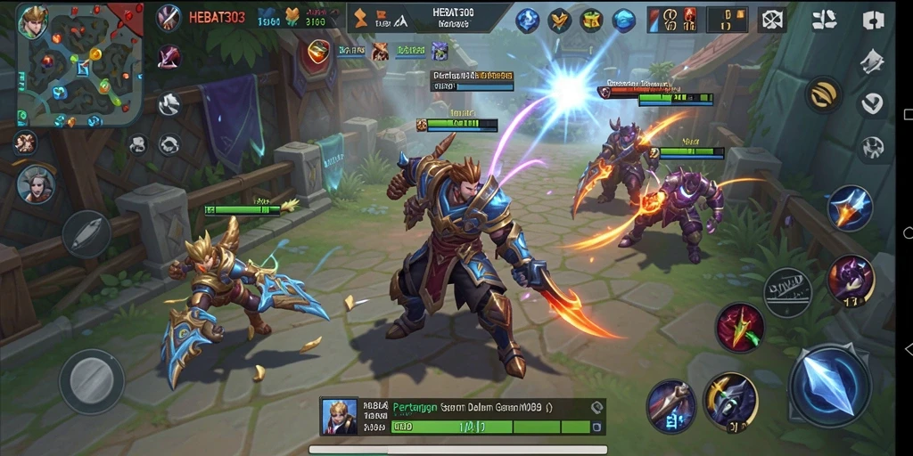 Tampilan aksi seru dari gameplay HEBAT303 di arena pertempuran.