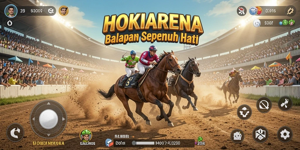 Gameplay balapan seru dan penuh tantangan di HOKIARENA.