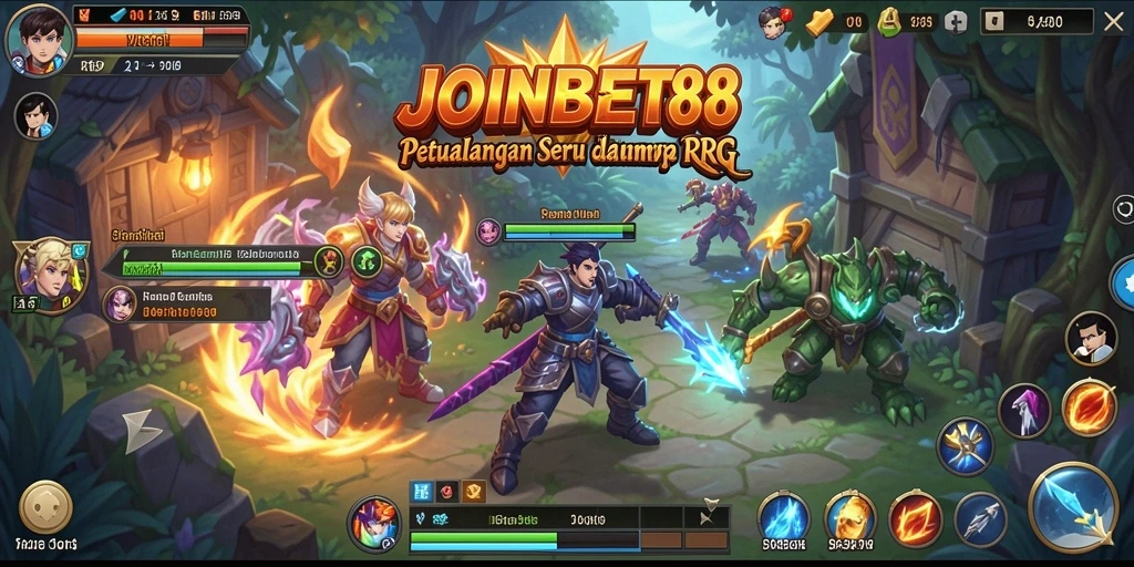 Tangkapan layar gameplay JOINBET88 menampilkan pertarungan epik dan petualangan seru.