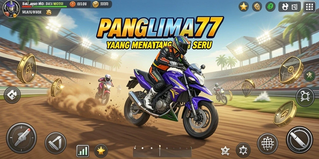Tampilan gameplay seru di PANGLIMA77 dengan balapan motor yang kompetitif.