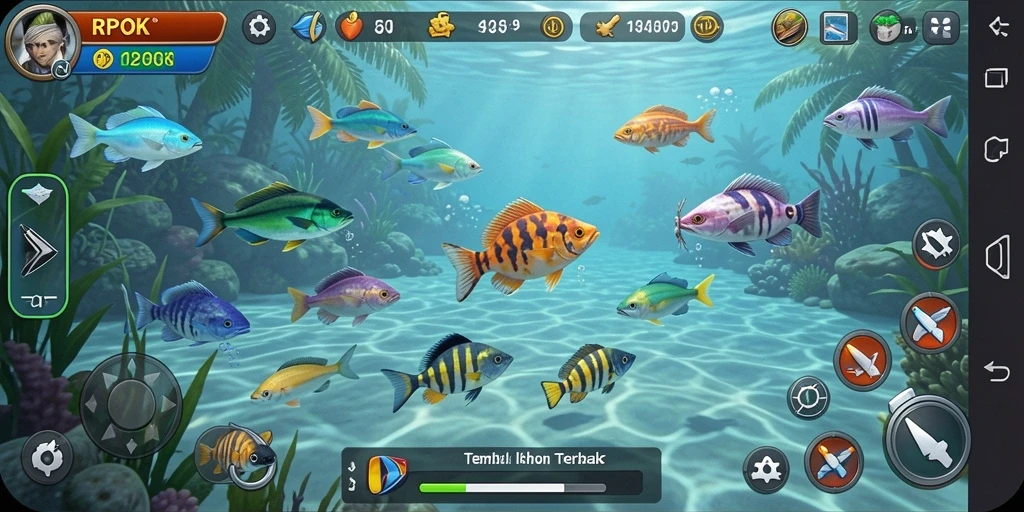 Screenshot menampilkan aksi seru dalam gameplay Tembak Ikan.