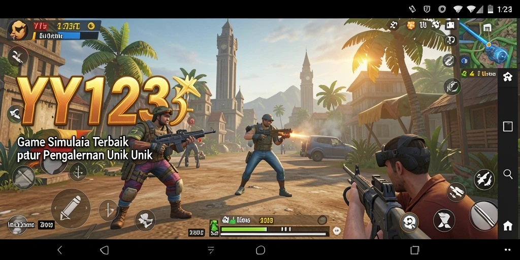 Tangkapan layar utama YY123 menunjukkan gameplay Simulation yang mendalam.
