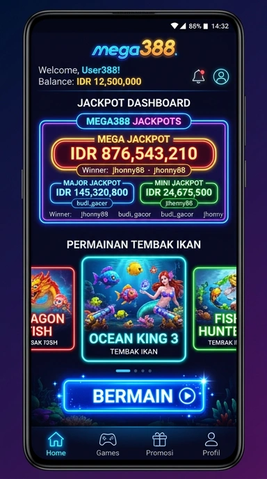 Tampilan aplikasi mega388 yang menarik dan mudah digunakan.